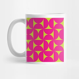 Funky Retro Geometric Pattern in Pink and Green Mug